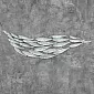 3D metal wall decor, school of fish, 51x174 cm