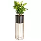 Metal designed flower pot made of rods golden color and black color bucket, width 20 cm height 55 cm