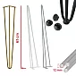 Table legs made of three solid steel rods, diameter 12 mm, height 61, set of 4, black, white, grey or golden colors