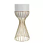 Metal designed flower pot made of steel rods golden color and plastic basket white color, width 20 cm, height 46 cm