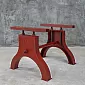 Industrial solid steel table base in red colour, 31.5 kg heavy, with adjustable height form 55 cm to 80 cm