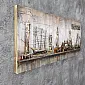 3D metāla sienas māksla ar Denkerkas ostas un piestātnes panorāmu – industriāls jūrniecības dekors, izmēri 60x150cm