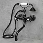 Bath water mixer made of brass, wall-mounted, height 39 cm, spout length 23 cm