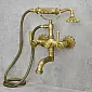 Bath water mixer made of brass, wall-mounted, height 340 mm, width 200 mm, golden color