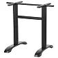 Central table leg with two supports, made of steel, black color, height 73 cm, assembly plane dimensions 40x54 cm, base 58x61 cm