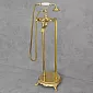 Free-standing floor bathtub faucet made from brass, gold color, polished, height 98 cm