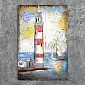 3D metal art Sailboat in the sea and a lighthouse, dimensions 120x80 cm