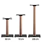 Strong central table leg, square-shape steel bottom plate and raw wooden beech column, different heights for coffee, dinning and bar tables, weight 15 kg, for tabletops up to 80x80 cm or D90 cm