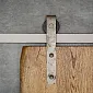 Old-looking sliding door system kit made of raw silver colour steel with rust traces, for one leaf doors up to 130 kg, mounting to wall, total length 200 cm