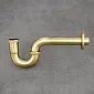Decorative U-shape pipe-look sink siphon made of brass, in brushed antique brass colour