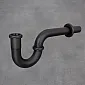 Decorative U-shape pipe-look sink siphon made of brass, in matte black color