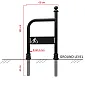 Galvanized and black painted bicycle stand, retro style 100x60 cm with cast iron decorative elements and bike logo, in-ground concrete installation