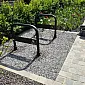 Bicycle stand, galvanized and black painted, retro style, height 80 cm, length 80 cm, with cast iron decorative elements and bike logo, concreteable into ground