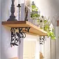Decorative cast iron shelf holders with engraving, with bird elements, size 19x18cm, set of 2 pcs.