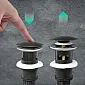 Pop up sink drain stopper with overflow, made from brass, in black color, 19 cm or 21 cm