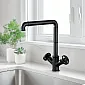 Vienas strūklas jaucējkrāns izgatavots no misiņa, melnā krāsā, augstums 30 cm, izteka garums 21 cm