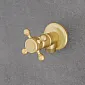 Prie sienos montuojamas žalvarinis maišytuvas su kampiniu žarnos čiaupu, žalvario spalvos, aukštis 6,5 cm, snapelio ilgis 8 cm