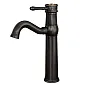 Augsts melna misiņa izlietnes jaucējkrāns ar grozāmu snīpi – satīna apdare, augstums 29 cm, snīpes garums 20 cm