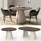 Modern Round to Oval Extendable Dining Table – Space-Saving Transformer Design with Conical Steel Base & Laminated Top (Seats 2–8), different colors