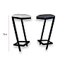 Handcrafted industrial steel bar stool with eco-leather seat in grey or light beige color, 75 cm high, modern kitchen or bar chair