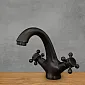 Elegant Black Washbasin Faucet, Satin Black Brass Bathroom Tap with Aerator, height 15 cm, spout length 13 cm