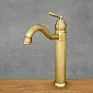 Tall antique brass basin tap with swivel spout – retro style standing faucet for bathroom or kitchen