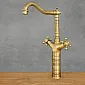 Tall antique brass mixer tap – vintage freestanding bathroom faucet