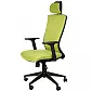 Swivel office chair in green with headrest