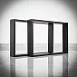 Low height rectangular metal table leg made of steel, height 40 cm, black and steel effect color options, size 60x40cm, set of 2 pcs.