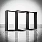 Rectangular metal table legs Quadro, made of steel, black and steel effect color, size 60x40cm, set of 2 pcs.