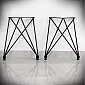 Elegant steel legs for coffee-table, width 40 cm, height 45 cm, set of 2 pcs.