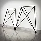 Geometric, wire-frame trestle form metal table leg made of steel, height 72 cm, dimensions 75x72 cm, 2 legs in set