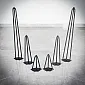 Metal table legs Hairpin type, 3 rods with metal foot pad (20, 40, 73 cm) - 4 legs set
