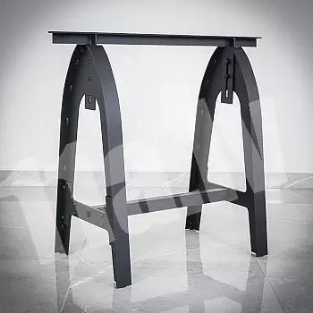 Regulējamas, dizainiskas, pakavveida metāla galda kājas no tērauda, izmērs 74x80cm, komplektā 2 gab.