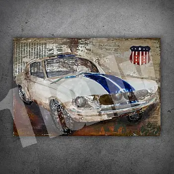 3D metal painting of a sports car, 80x120cm