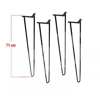 Metal table legs from 2 bars Ø12 mm, 71 cm height - set of 4 legs