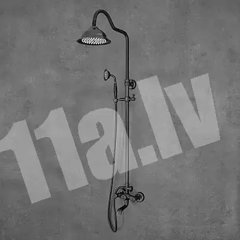 Retro stiilis messingist dušisüsteem, kõrgus 137 cm, must värv