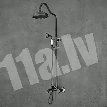 Retro style shower system, brass, black with white, ceramic finish, h: 1350 mm