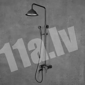 Retro stiliaus dušo sistema, žalvaris, juodos spalvos aukštis: 1270 mm
