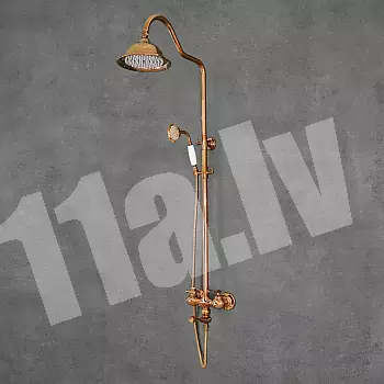 Retro style shower system, brass, antique bronze color, ceramic finish, h: 1360 mm