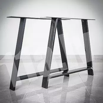 Steel table legs A-type inverted trapezoid shape, wider at the bottom and slightly narrower at the top, height 71 cm, width 80 cm, set of 2 pcs