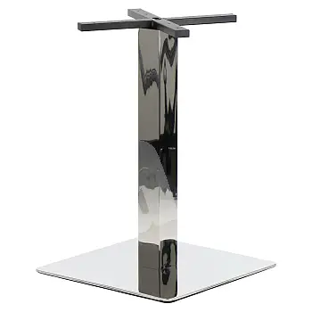 Polished stainless steel table base, height 72.5 cm, bottom base 50x50 cm