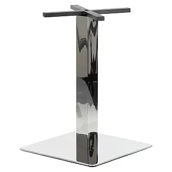 Polished stainless steel table leg 50x50 cm, height 72.5 cm
