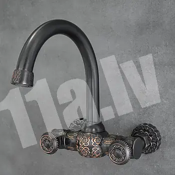 Klassikaline messingist vannitoa seinasegisti, must, kõrgus 24 cm, tila pikkus 19 cm