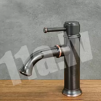 Retro style washbasin faucet made of brass, height 215mm, spout length 125mm