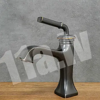 Retro style black washbasin faucet, faucet made of brass with shabby effect, height 25.5 cm, spout length 13 cm