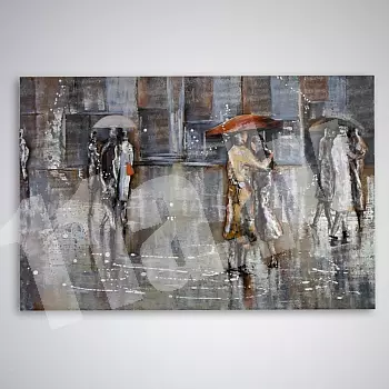 3D metāla glezna Cilvēki lietū, 80x120cm