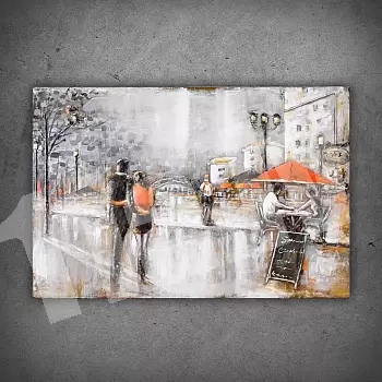 3D metalo meno kūrinys, paveikslas „Romantiška gatvė“, matmenys 80x120 cm