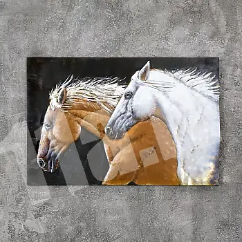 3D metāla mākslas darbs &amp;amp;quot;Divi zirgi&amp;amp;quot;, augstums 80 cm, platums 120 cm