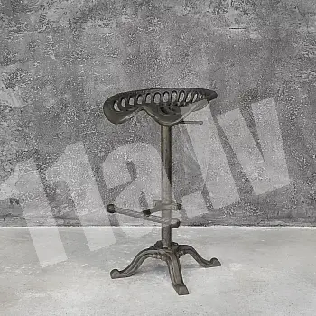 Wild west style adjustable cast iron bar stool Nevada, dark gray, height 650-880mm